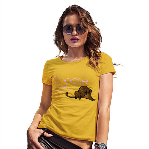 Funny Gifts For Women Choose Cats Women's T-Shirt Small Yellow