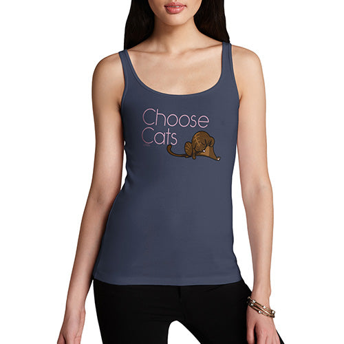 Funny Tank Top For Mum Choose Cats Women's Tank Top Small Navy