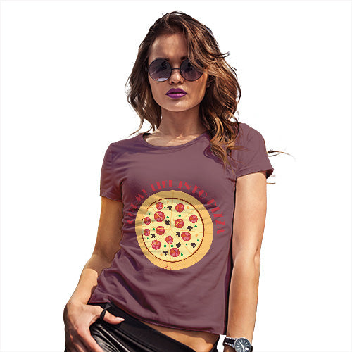 Womens Humor Novelty Graphic Funny T Shirt Cut My Life Into Pizza Women's T-Shirt Medium Burgundy