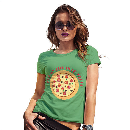 Womens Funny T Shirts Cut My Life Into Pizza Women's T-Shirt Small Green