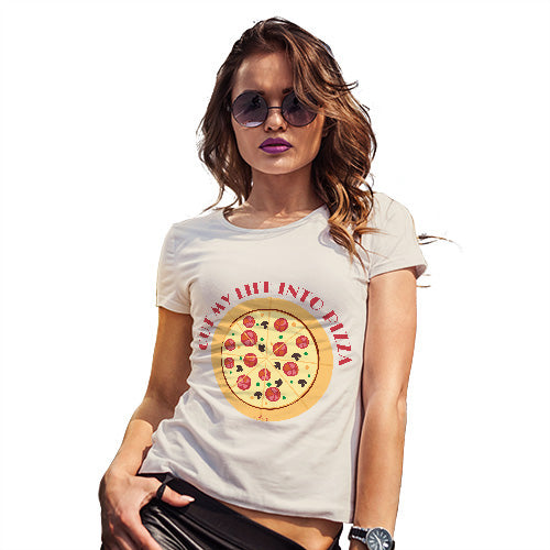 Funny Shirts For Women Cut My Life Into Pizza Women's T-Shirt X-Large Natural
