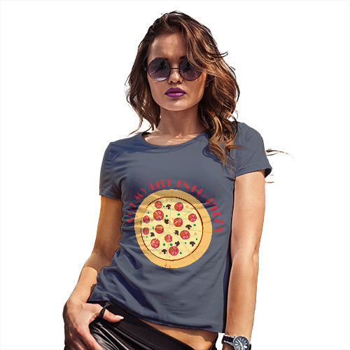 Womens Funny Tshirts Cut My Life Into Pizza Women's T-Shirt Small Navy