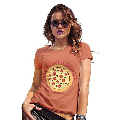 Womens T-Shirt Funny Geek Nerd Hilarious Joke Cut My Life Into Pizza Women's T-Shirt Medium Orange