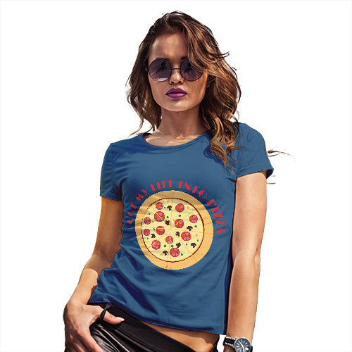 Womens Humor Novelty Graphic Funny T Shirt Cut My Life Into Pizza Women's T-Shirt Large Royal Blue