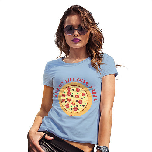 Womens T-Shirt Funny Geek Nerd Hilarious Joke Cut My Life Into Pizza Women's T-Shirt Large Sky Blue