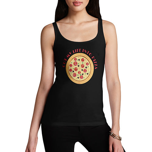 Funny Tank Top For Women Sarcasm Cut My Life Into Pizza Women's Tank Top X-Large Black