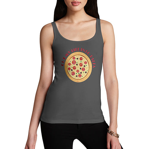 Funny Tank Top For Women Sarcasm Cut My Life Into Pizza Women's Tank Top Small Dark Grey
