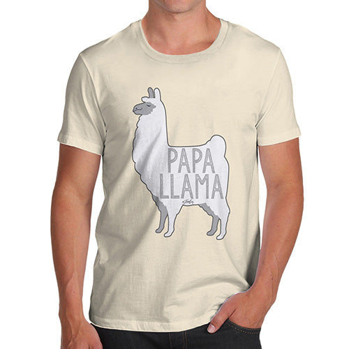 Funny Mens Tshirts Papa Llama Men's T-Shirt Large Natural