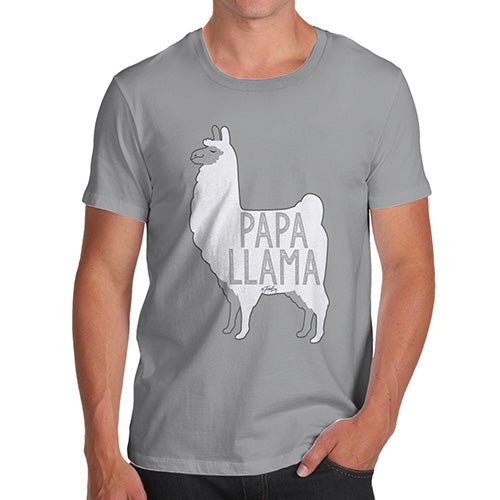 Funny Mens Tshirts Papa Llama Men's T-Shirt Small Light Grey
