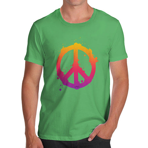 Funny T-Shirts For Guys Peace Sign Splats Men's T-Shirt Small Green