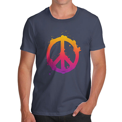Funny Gifts For Men Peace Sign Splats Men's T-Shirt Small Navy