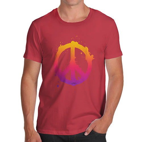 Mens T-Shirt Funny Geek Nerd Hilarious Joke Peace Sign Splats Men's T-Shirt Small Red