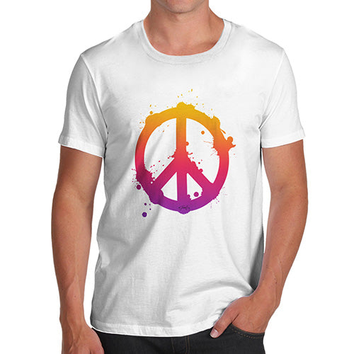 Funny T-Shirts For Guys Peace Sign Splats Men's T-Shirt Medium White