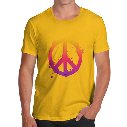 Funny T Shirts For Dad Peace Sign Splats Men's T-Shirt Large Yellow
