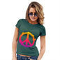 Womens Funny Sarcasm T Shirt Peace Sign Splats Women's T-Shirt Small Bottle Green