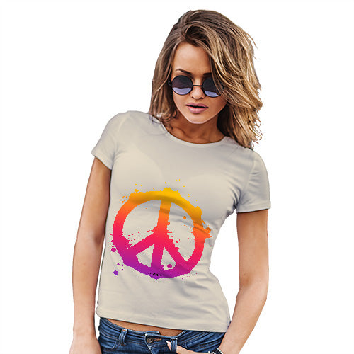Funny T Shirts For Mum Peace Sign Splats Women's T-Shirt Small Natural
