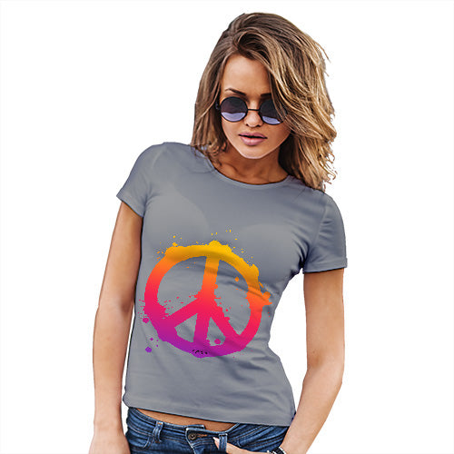 Funny Shirts For Women Peace Sign Splats Women's T-Shirt Medium Light Grey
