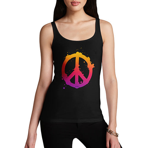 Womens Humor Novelty Graphic Funny Tank Top Peace Sign Splats Women's Tank Top Large Black