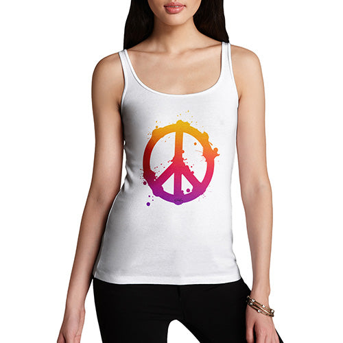 Funny Tank Tops For Women Peace Sign Splats Women's Tank Top X-Large White