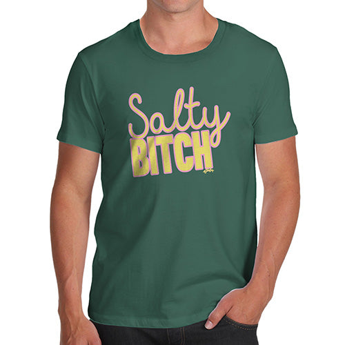 Novelty Tshirts Men Salty B-tch Men's T-Shirt Small Bottle Green