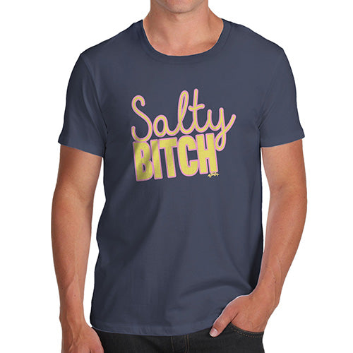 Funny Tee For Men Salty B-tch Men's T-Shirt Medium Navy