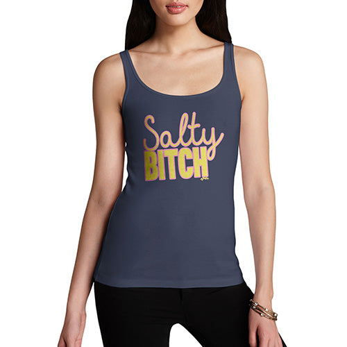 Funny Tank Top For Mom Salty B-tch Women's Tank Top Small Navy