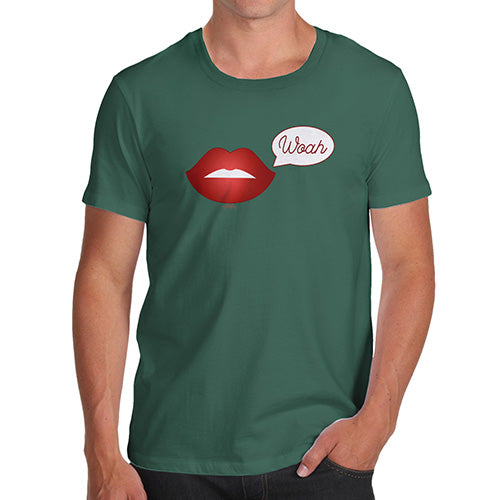 Funny Gifts For Men Woah Lips Men's T-Shirt Medium Bottle Green