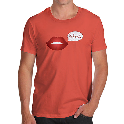 Funny T Shirts For Dad Woah Lips Men's T-Shirt Large Orange