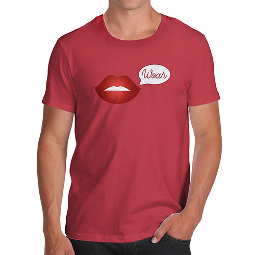 Funny Gifts For Men Woah Lips Men's T-Shirt X-Large Red