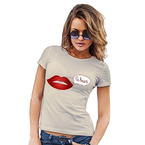Womens Funny Tshirts Woah Lips Women's T-Shirt Small Natural