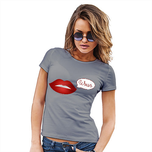 Funny T Shirts For Women Woah Lips Women's T-Shirt X-Large Light Grey