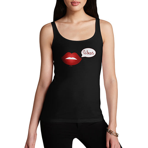 Funny Tank Top For Women Woah Lips Women's Tank Top Small Black