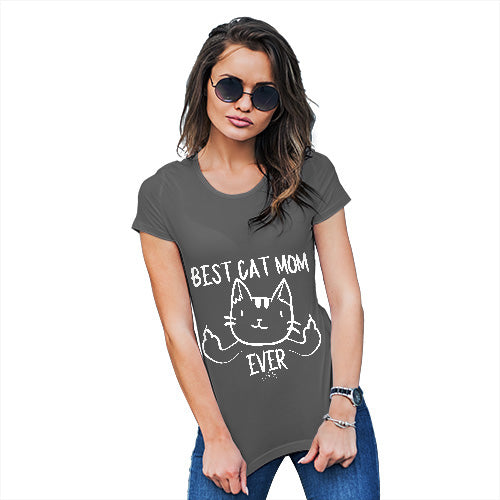 Funny Tee Shirts For Women Best Cat Mom Ever Women's T-Shirt Medium Dark Grey