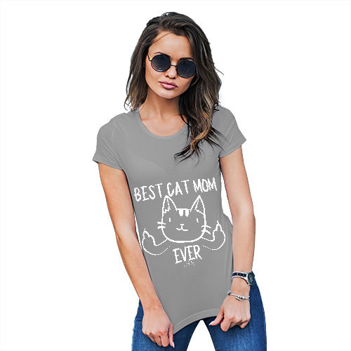 Funny Tee Shirts For Women Best Cat Mom Ever Women's T-Shirt Large Light Grey