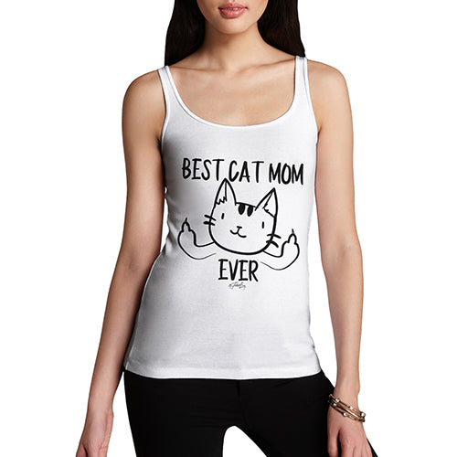 Funny Tank Top For Mum Best Cat Mom Ever Women's Tank Top Large White