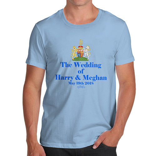 Novelty T Shirt Christmas Royal Wedding Harry And Meghan Men's T-Shirt X-Large Sky Blue