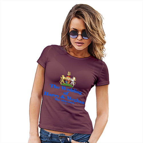 Funny Tee Shirts For Women Royal Wedding Harry And Meghan Women's T-Shirt Large Burgundy