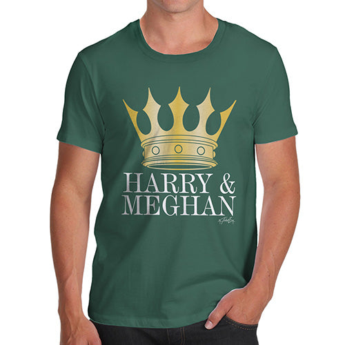 Funny Shirts For Men Meghan and Harry The Royal Wedding Men's T-Shirt Large Bottle Green