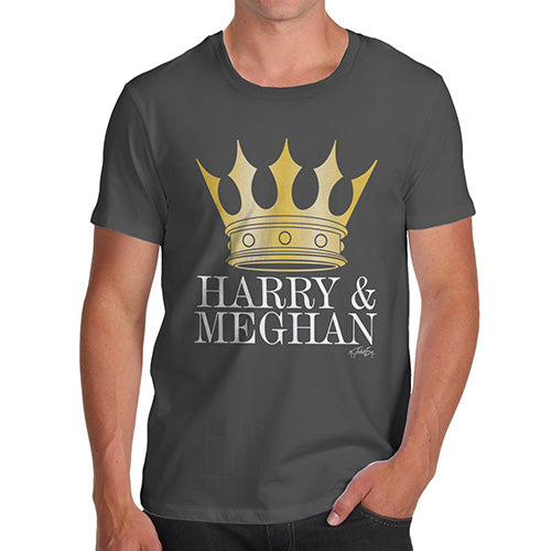 Novelty Gifts For Men Meghan and Harry The Royal Wedding Men's T-Shirt Large Dark Grey