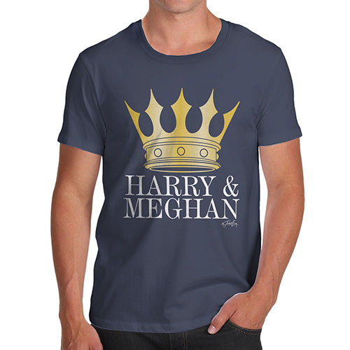 Funny T-Shirts For Men Sarcasm Meghan and Harry The Royal Wedding Men's T-Shirt Medium Navy