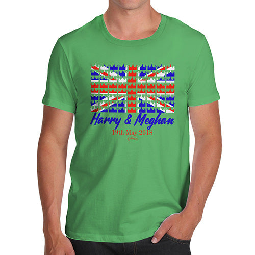 Novelty Gifts For Men Royal Wedding May 2018 Harry & Megan Men's T-Shirt Medium Green