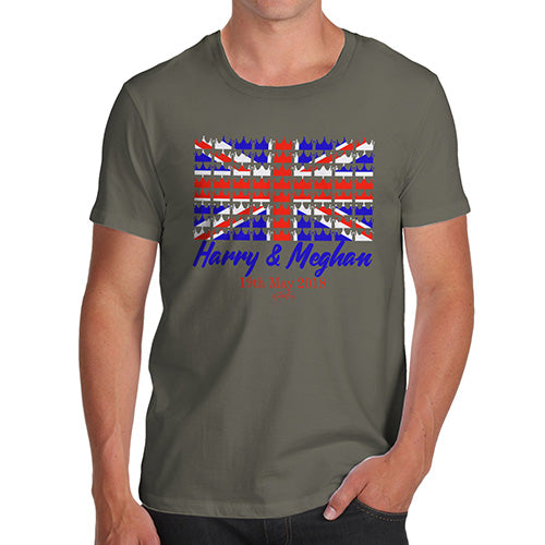 Novelty T Shirts Royal Wedding May 2018 Harry & Megan Men's T-Shirt X-Large Khaki