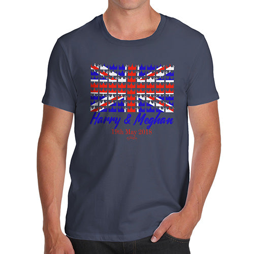 Funny T Shirts Royal Wedding May 2018 Harry & Megan Men's T-Shirt X-Large Navy