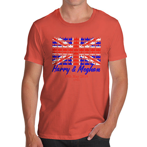 Funny Gifts For Men Royal Wedding May 2018 Harry & Megan Men's T-Shirt X-Large Orange