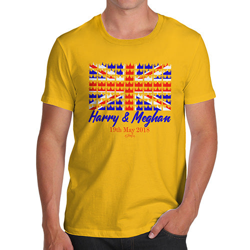 Novelty Tshirts Men Royal Wedding May 2018 Harry & Megan Men's T-Shirt X-Large Yellow