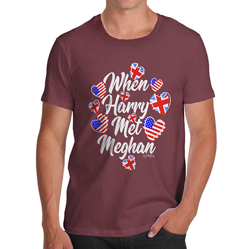 T-Shirt Funny Geek Nerd Hilarious Joke Royal Wedding When Harry Met Meghan Men's T-Shirt X-Large Burgundy