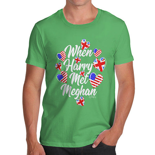 T-Shirt Funny Geek Nerd Hilarious Joke Royal Wedding When Harry Met Meghan Men's T-Shirt Large Green