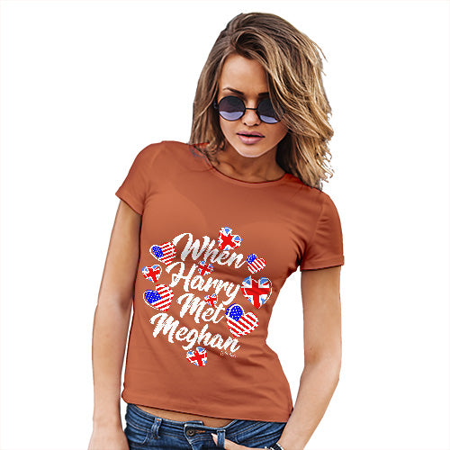Funny T Shirts For Mum Royal Wedding When Harry Met Meghan Women's T-Shirt X-Large Orange