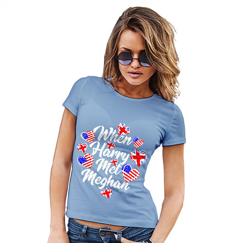 Adult Humor Novelty Graphic Sarcasm Funny T Shirt Royal Wedding When Harry Met Meghan Women's T-Shirt X-Large Sky Blue