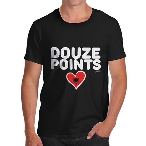 Funny T-Shirts For Men Sarcasm Douze Points Albania Men's T-Shirt X-Large Black